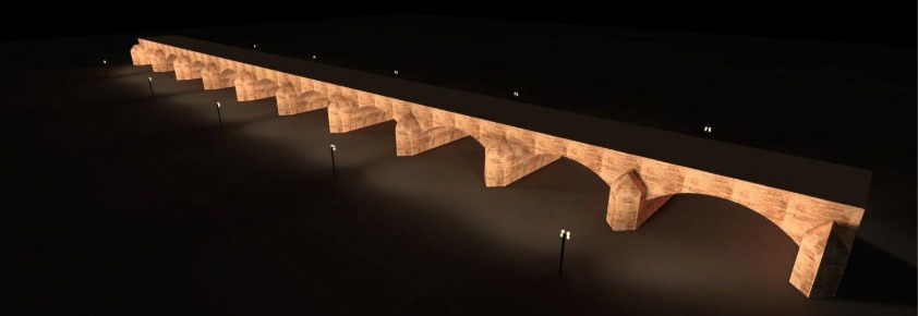 Recreación de la iluminación de uno de los puentes del Jardín del Turia