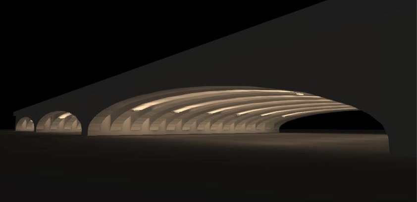 Recreación de la iluminación de uno de los puentes del Jardín del Turia